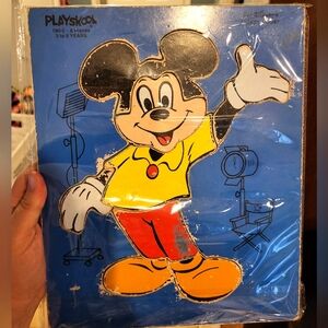 Vintage 1950s Playskool 8 Piece Disney Mickey Mouse Wooden Puzzle